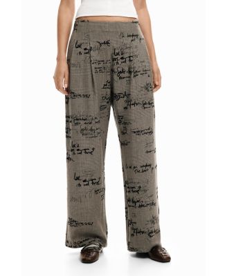 Women's Plaid lettering trousers