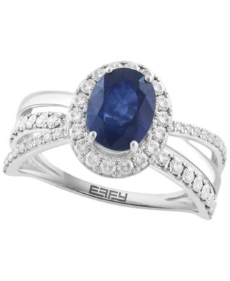 Sapphire (1-3/8 ct. t.w.) and Diamond (1/10 ct. t.w.) Ring in 14k White Gold
