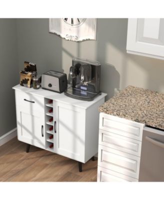 2-Door Wine Bar Cabinet Kitchen Sideboard Buffet with Drawer & Adjustable Shelves