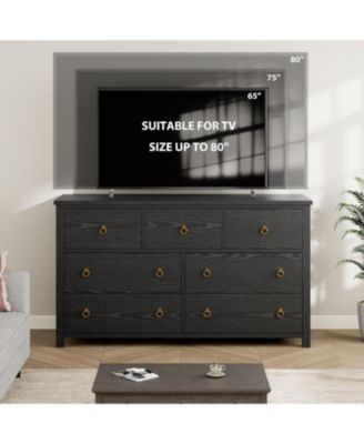 7-Drawer Wooden Chest, 54" Wide, Large Storage for Nursery, Living Room, Hallway, Bedroom