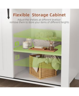 Kitchen Sideboard with Sliding Barn Doors, 5 Drawers, 0.98" Thick Top Plate, Storage Cabinet