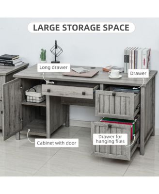 Vintage Executive Desk, Home Office Station, Student Table with Cabinet