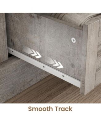 59 Inch Modern Farmhouse 4-Drawer Dresser with Sliding Barn Doors, TV Stand, Bar Handles, Bedroom, Living Room