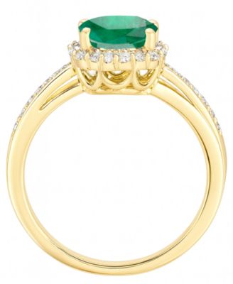 Emerald (1-1/5 ct. t.w.) And Diamond (1/2 ct. t.w.) Ring in 14k Yellow Gold (Also Available in Sapphire & Ruby)
