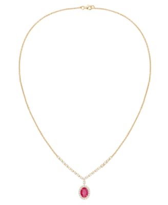 Sapphire (1-1/2 ct. t.w.) And Diamond (5/8 ct. t.w.) Necklace in 14k White Gold (Also Available Emerald & Ruby)