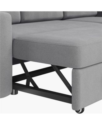 L-Shaped Reversible Sleeper Sectional Sofa with Chaise & USB & Type-C Ports Dark Gray