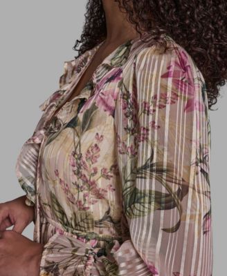 Women's Floral Ruffled V-Neck Short Shift Dress