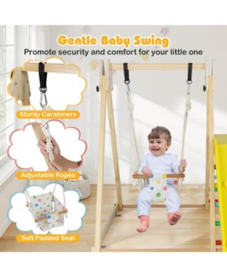 4-in-1 Indoor Jungle Gym with Baby Swing, Climber, Ladder and Resting Platform
