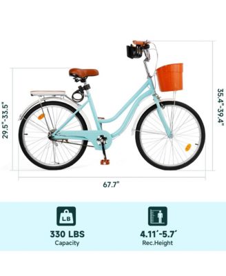 24-Inch Leisure Cruiser Bike with Low Step Frame, Passenger Seat & Removable Footrests