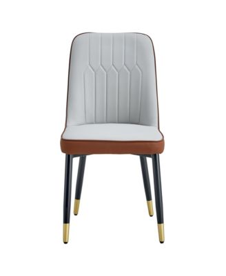 Modern Light Gray/Brown PU Leather Dining Chair - Set of 4
