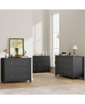 Dresser for Bedroom, Chest of Dressers, 29 in Tall Dresser for Closet with 3 Drawers, Night Stand, Large Clothes Storage Cabinet, Black