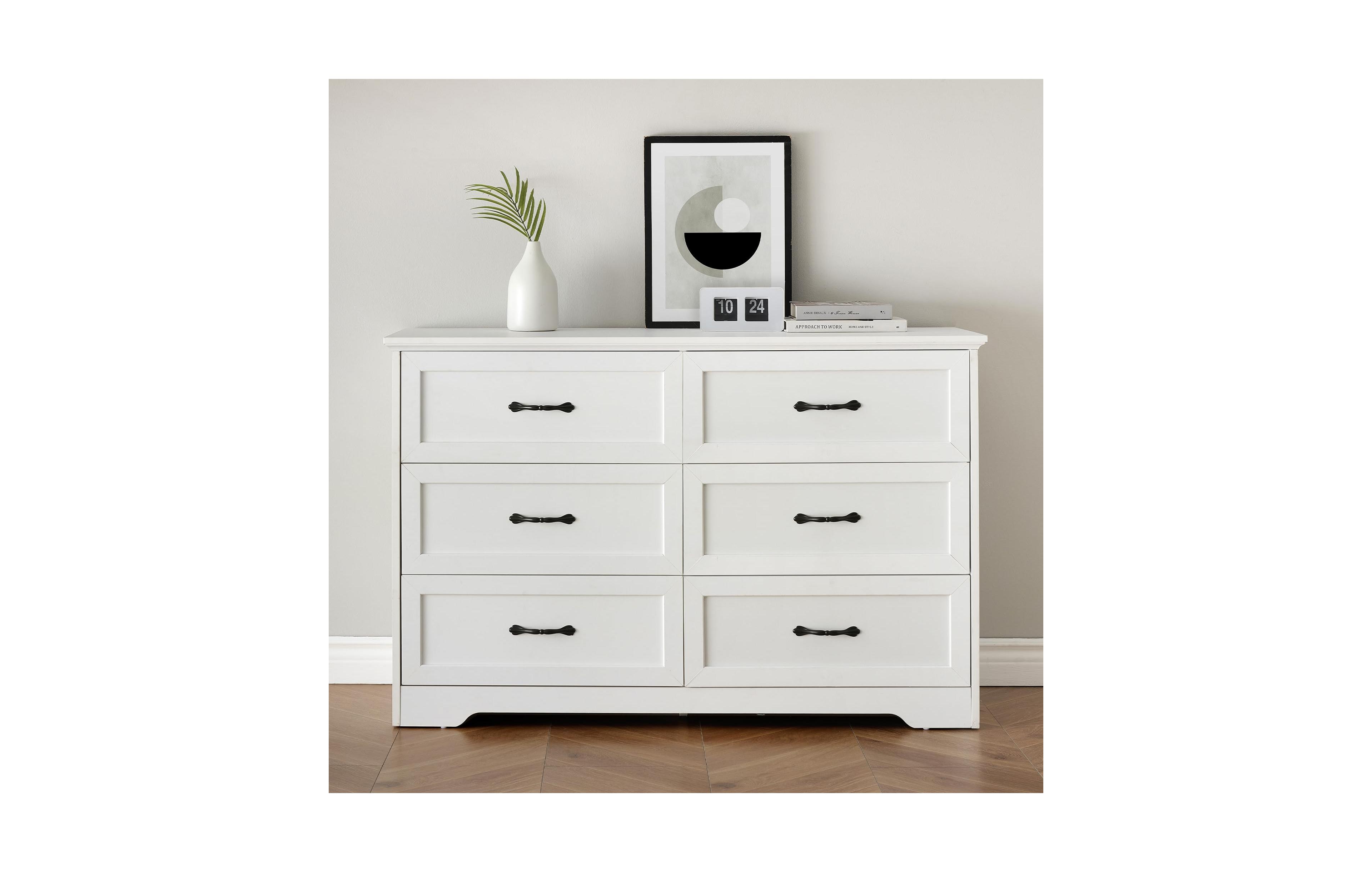 gaomon 6-Drawer Wooden Modern Dresser with Closet Storage Organizer Cabinet