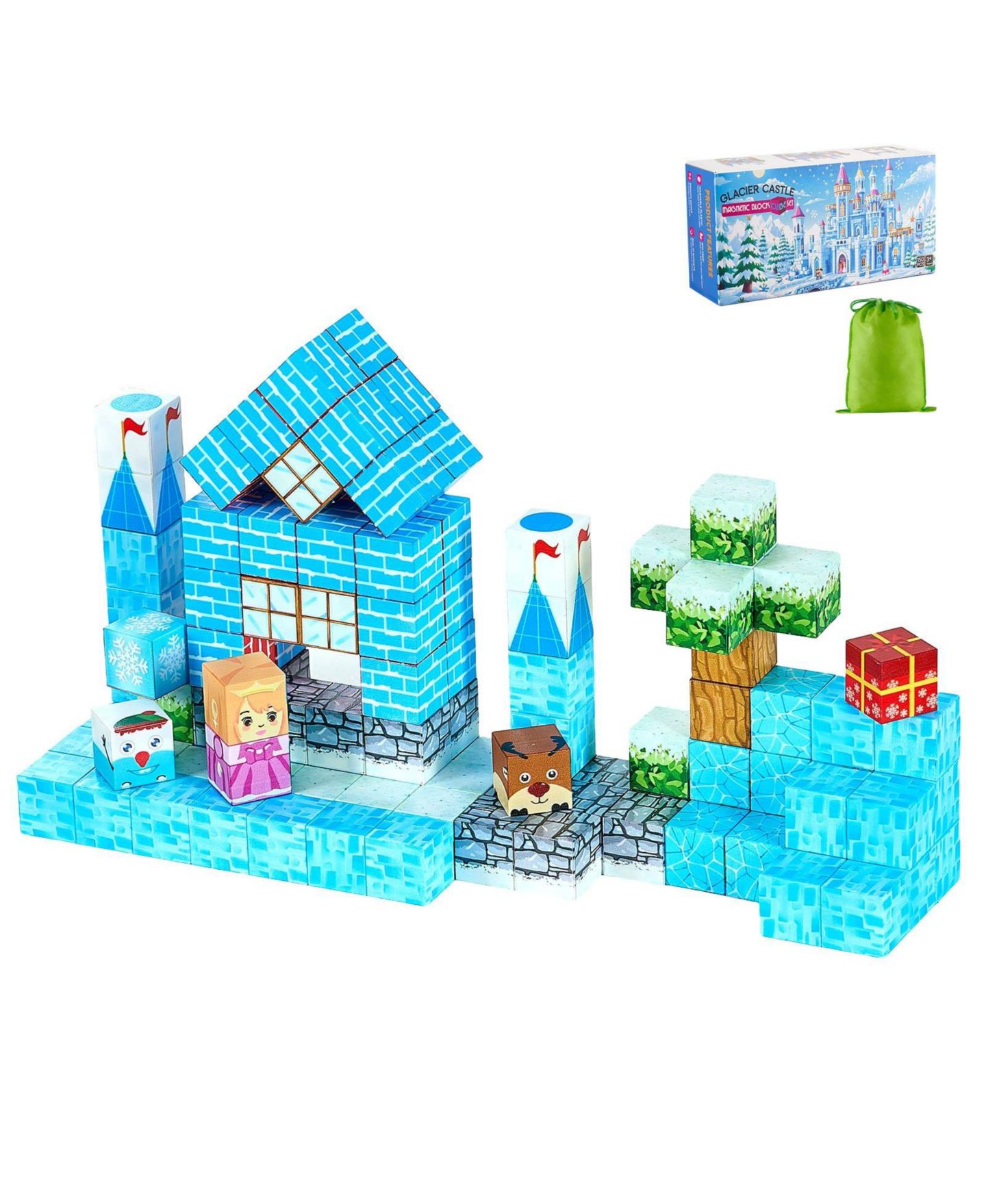 Детский конструктор Mecale Glacier Castle 150-Piece Magnetic Building Set, Ages 3+, цвет: Синий — фото 9