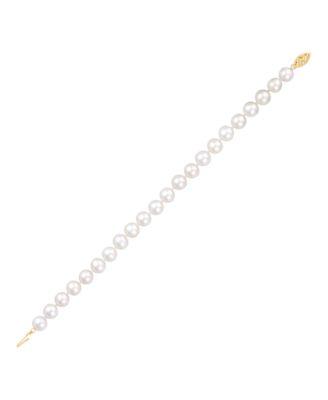 White Cultured Freshwater Pearl (7-8mm) Bracelet in 14k Yellow Gold