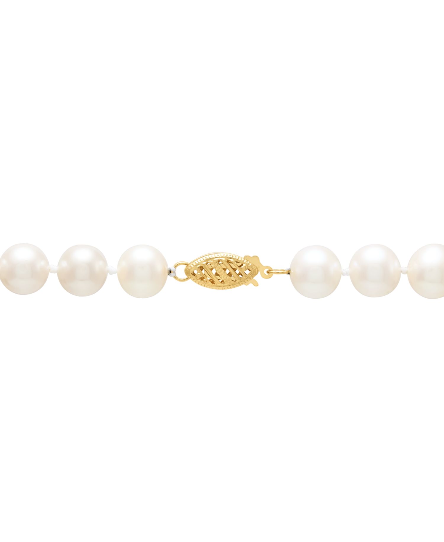 White Cultured Freshwater Pearl (7-8mm) 16" Necklace in 14k Yellow Gold