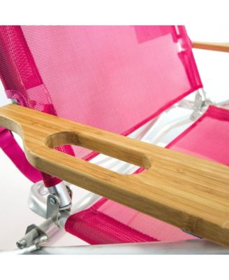 Original 3N1 Lightweight Outdoor Beach Lounge Chair with Footrest, Pink