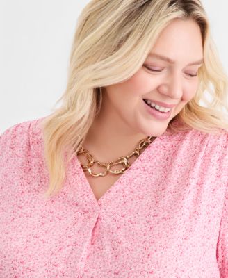 Plus Size Printed 3/4-Sleeve Top