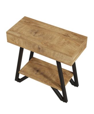 End Side Table Set of 2, Narrow Couch Arm Side Table with Storage Shelves, Small Bedside Nightstand