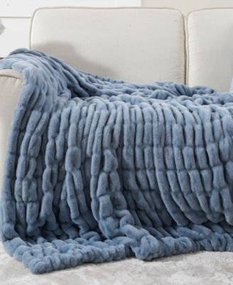 Luxurious Reversible Rabbit Faux Fur Throw, 60" x 80"