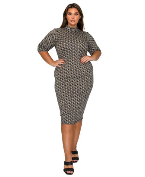 Женское платье L I V D Plus Size Gallarda Midi, цвет: Чёрный
