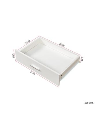 Freestanding Wardrobe Closet with Shelves Drawer & Hanging Rod