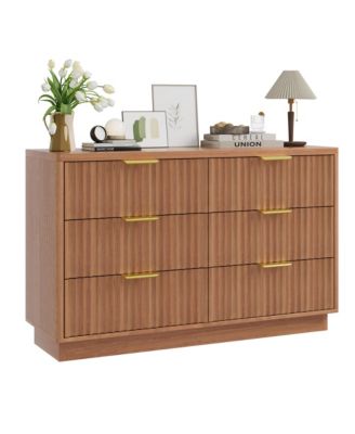 6-Drawer Modern Wood Dresser 47" Storage Chest of Drawers Cabinet for Bedroom, Living Room, Hallway