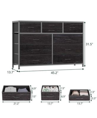 10-Drawer Modern Fabric Dresser for Bedroom, Large Storage Chest, 45" TV Stand, Living Room, Hallway Organizer