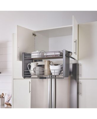 24" Kitchen Pulldown Wall Cabinet Shelf System, Gray, 5PD-24FOG