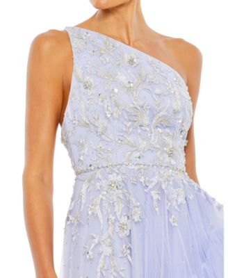 Women's Embellished One Shoulder Asymmetrical Hem Gown