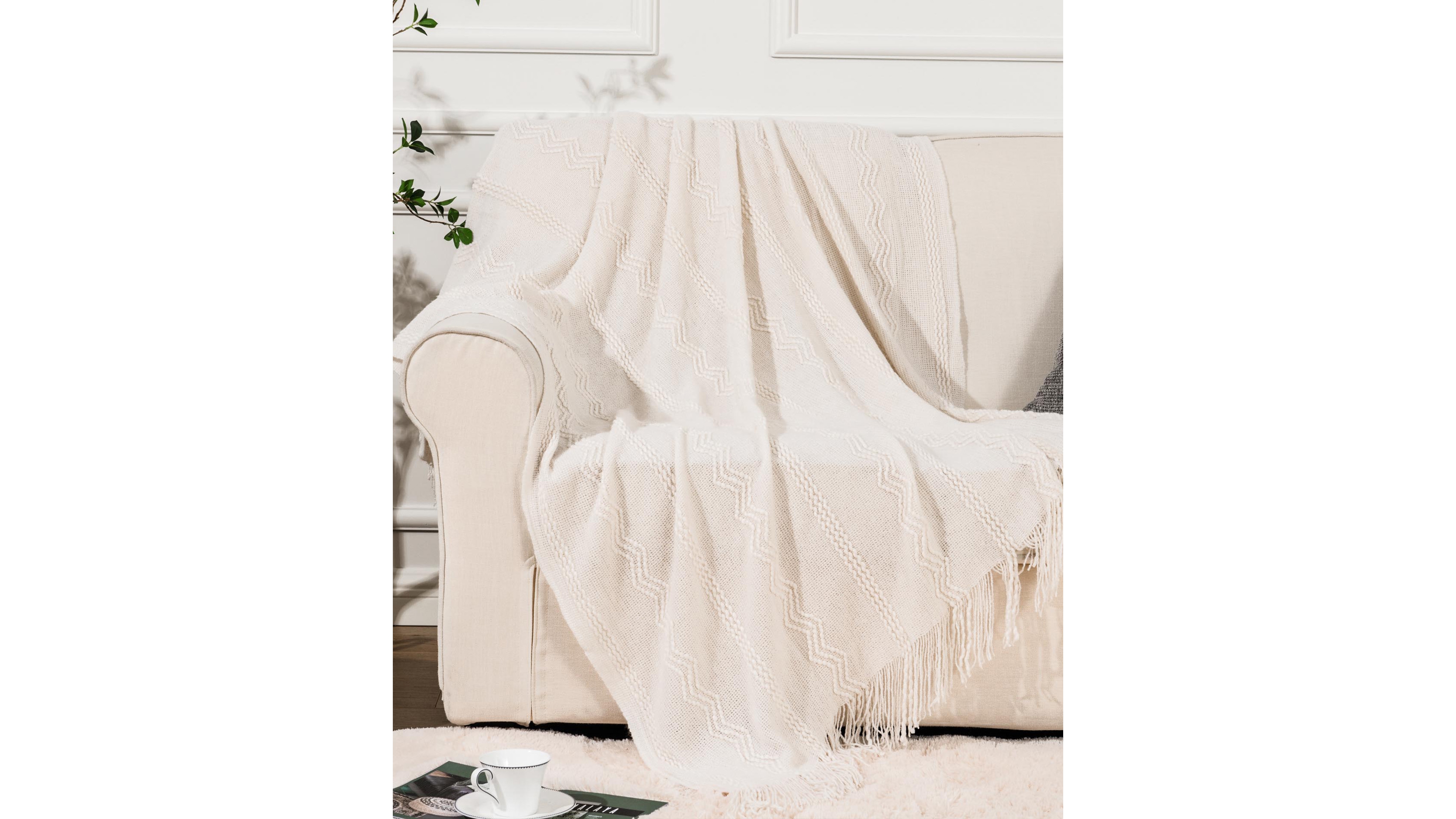 Battilo Texture Triple Zig-Zag Lightweight Throw, 50" x 60"