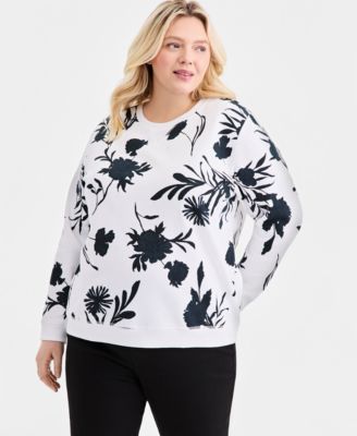 Plus Size Printed Crewneck Fleece Sweatshirt