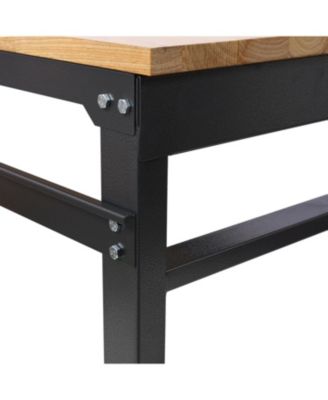 Adjustable Rolling Workbench with Rubber Wood Top (35" Wide