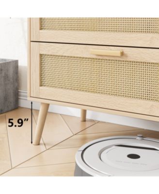 Streamdale Modern Rattan Dresser with 6 Drawers