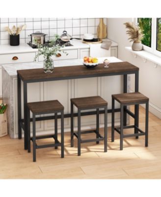 Streamdale Modern Design Kitchen Dining Table,Pub Table,Long Dining Table Set with 3 Stools,Easy Assembly