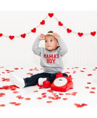 Toddler Boys Mama's Boy Varsity Patch Valentine's Day Sweatshirt