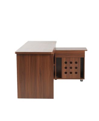 + L-Shaped + Walnut + Storage + Executive Desk