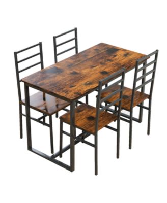 Metal & Wood Dining Set for 4