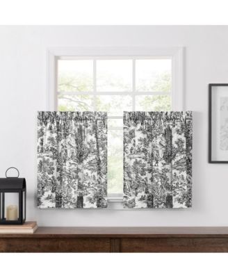Victoria Park Toile Room Darkening Window Rod Pocket Pair Set With 2 Tiers - 2-Piece