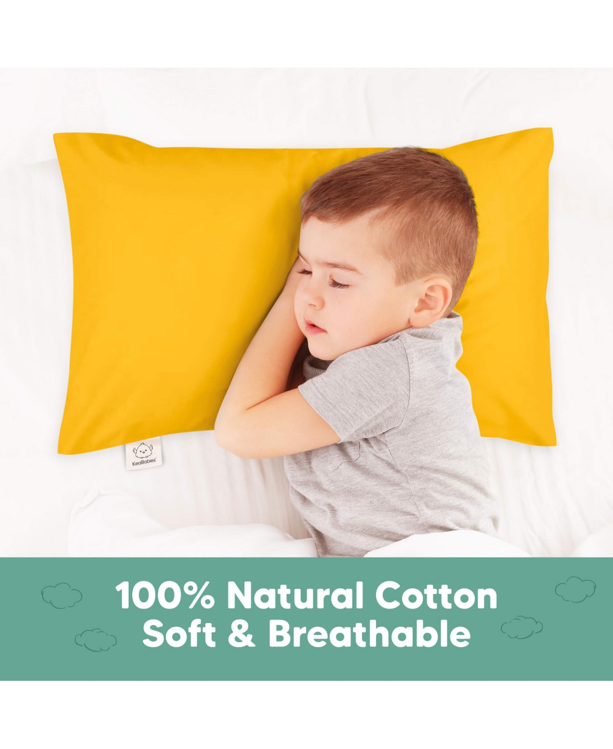 KeaBabies Toddler 2-Pack Pillowcases for 13x18 Pillow, Organic Cotton Pillow Case Cover for Sleeping, Soft & Durable