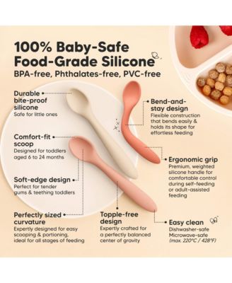 6-Pack Prep Baby Spoons, Silicone Baby Utensils for Self Feeding 6-24 Months, All Stages Baby Feeding Set, BLW Toddler Spoons