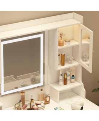 Streamdale Vanity Table Set with Mirror, 6 Drawers & Shelves