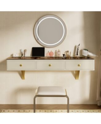 Wall-Mount Makeup Vanity Desk with Storage & Device Holder