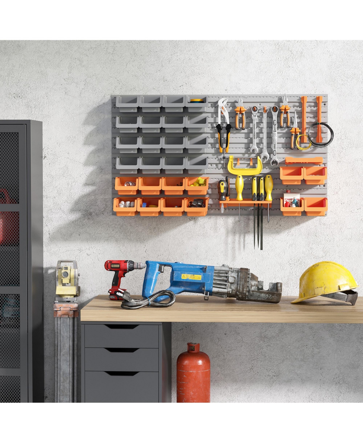 Durhand 44 Piece Wall Mounted Pegboard Tool Organizer Rack Kit,