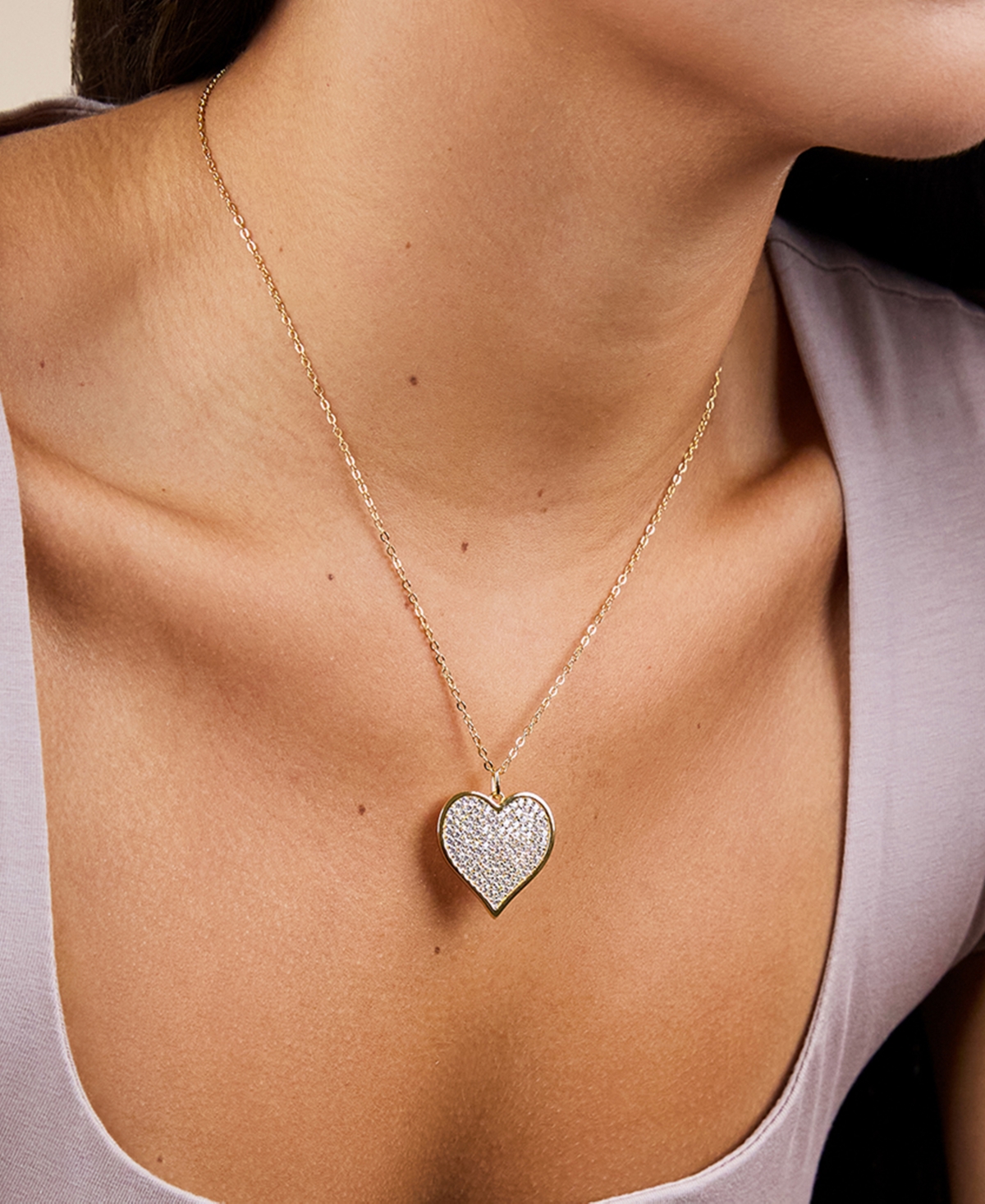 Sterling Forever Small Cz Statement Heart Pend