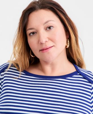 Plus Size Pima Cotton 3/4-Sleeve Top