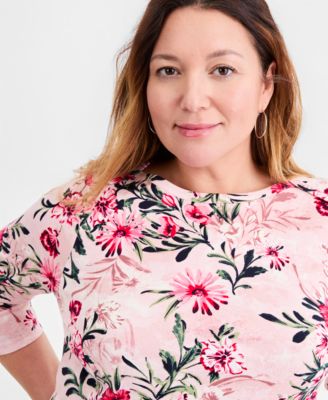 Style & Co Plus Size Pima Cotton 3/4-Sleeve Top, Exclusively at Macy's
