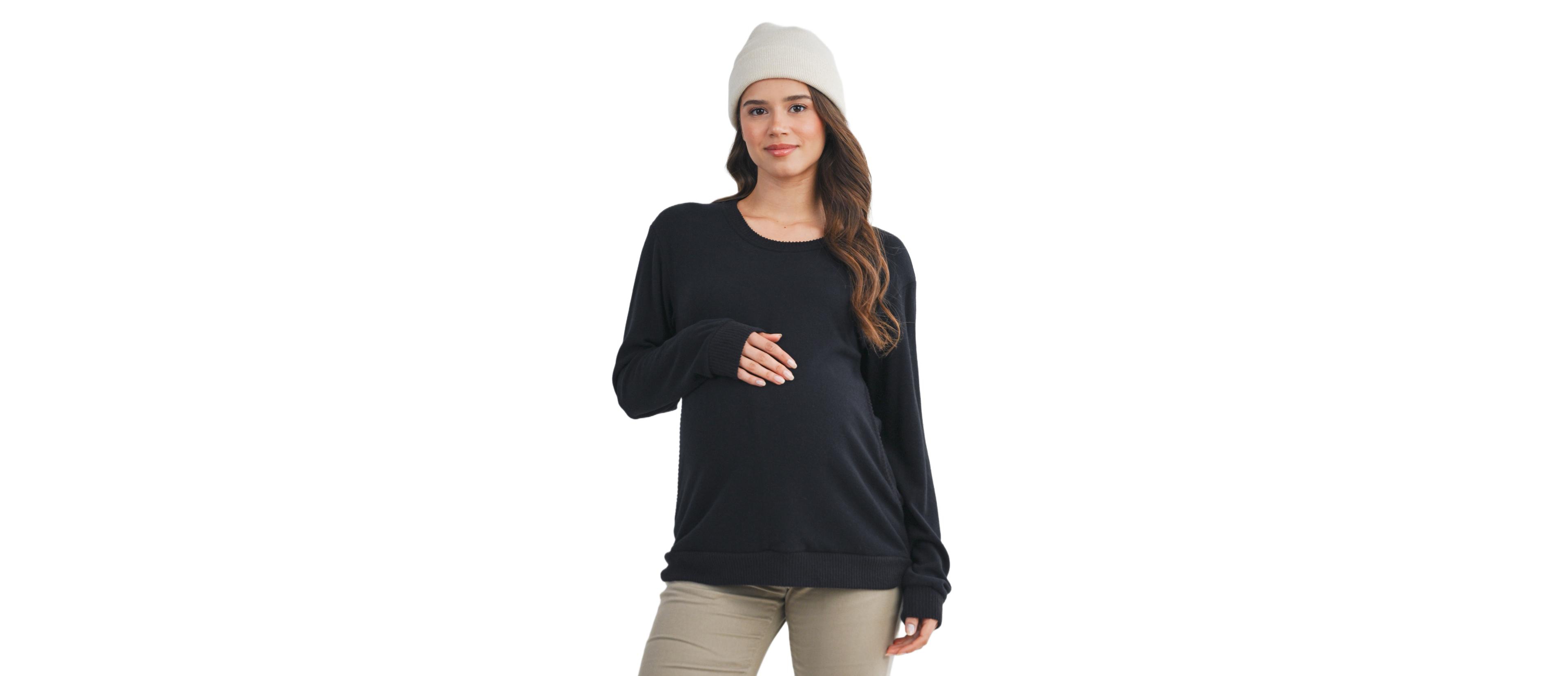 Hello Miz Maternity Casual V Neck Long Sleeve Pullover Top