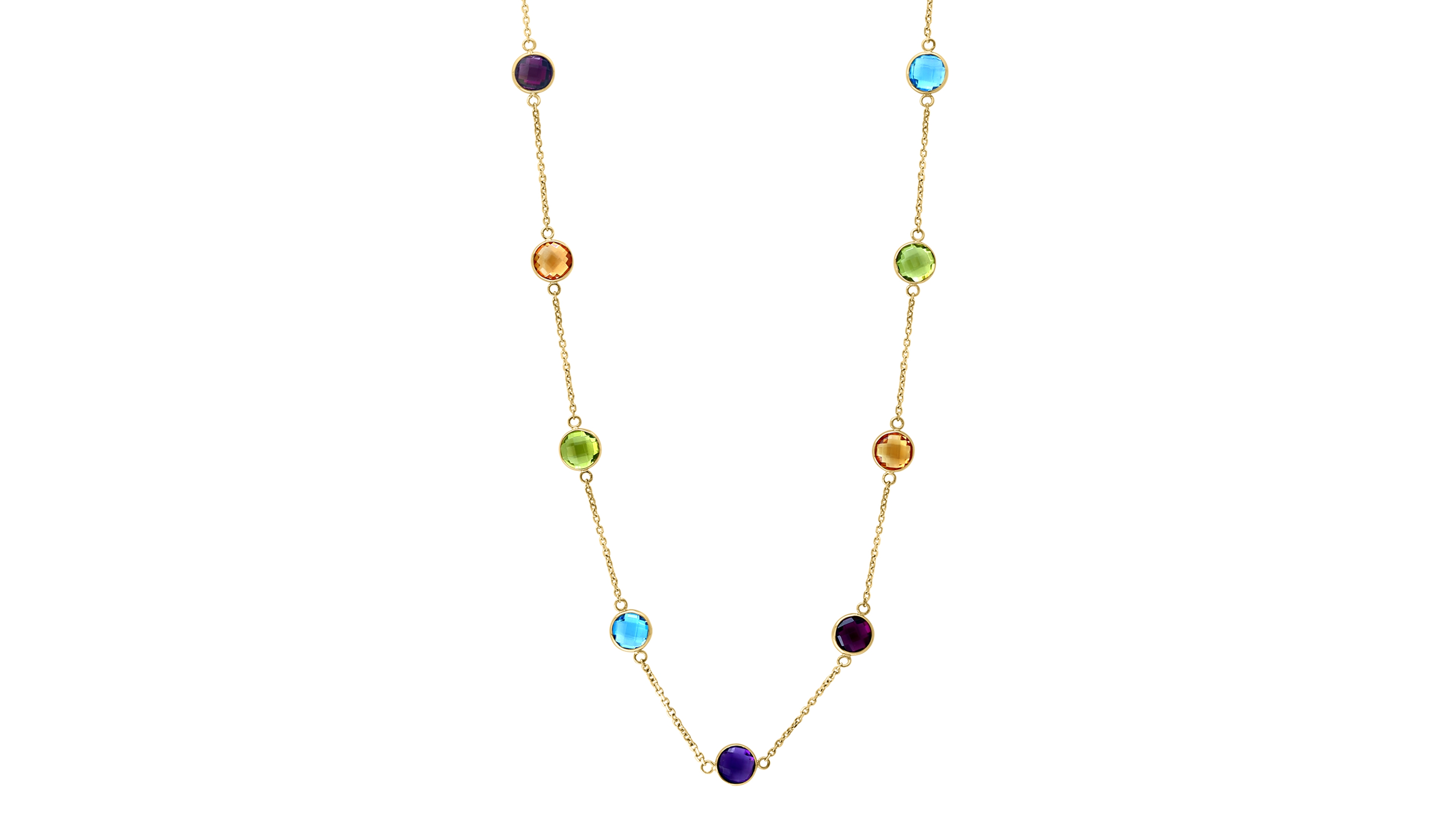 Effy Collection Multi-Gemstone (13.86 ct. t.w.) Necklace in 14k Yellow Gold