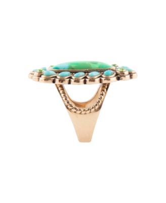 Legacy Lime Green and Blue Turquoise Golden Statement Ring