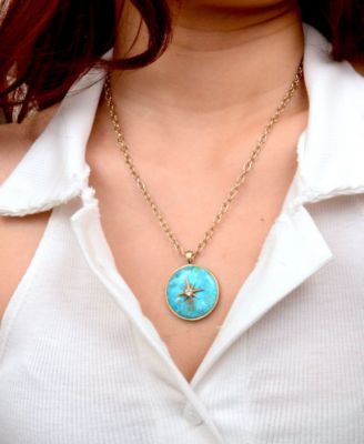 Celestial Blue Turquoise Golden Pendant Necklace